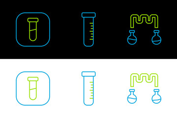 Set line Test tube and flask, and icon. Vector