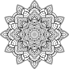 Ready to Print SVG Mandala for Coloring Doodle Flowers Pattern Floral Relaxing Art Ready made Sketch Mandala Graphics flower pattern vector floral rose illustration nature art decoration