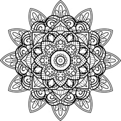 Ready to Print SVG Mandala for Coloring Doodle Flowers Pattern Floral Relaxing Art Ready made Sketch Mandala Graphics flower pattern vector floral rose illustration nature art decoration