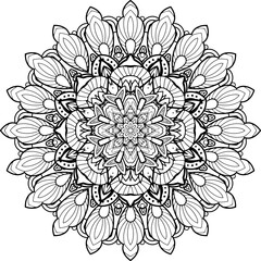 Ready to Print SVG Mandala for Coloring Doodle Flowers Pattern Floral Relaxing Art Ready made Sketch Mandala Graphics flower pattern vector floral rose illustration nature art decoration