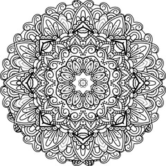 Ready to Print SVG Mandala for Coloring Doodle Flowers Pattern Floral Relaxing Art Ready made Sketch Mandala Graphics flower pattern vector floral rose illustration nature art decoration
