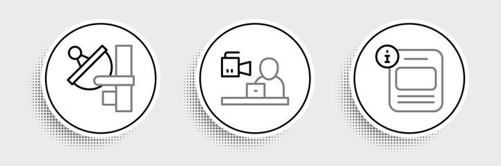 Set line Information, Radar and Breaking news icon. Vector