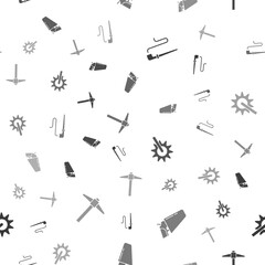 Obraz premium Set Smoking pipe, Revolver gun holster, Spur and Pickaxe on seamless pattern. Vector