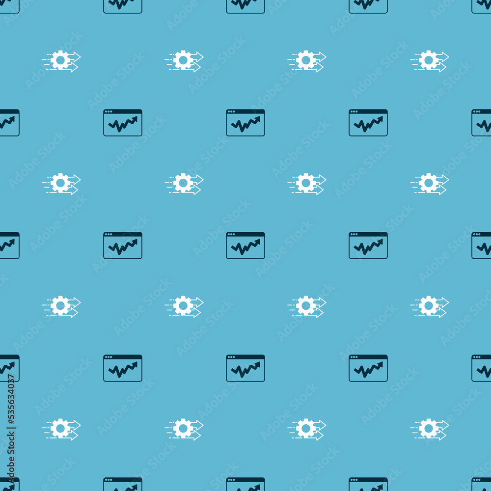 Poster Set Graph chart infographic and Time management on seamless pattern. Vector