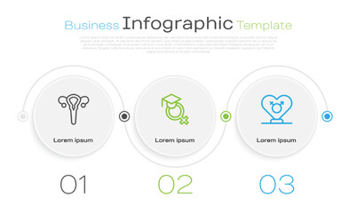 Set line Female reproductive system, Teacher and Gender. Business infographic template. Vector