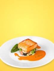 Fresh tasty fish fillet dish on the plate