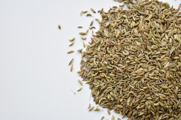 Heap of fennel seeds dried spices
