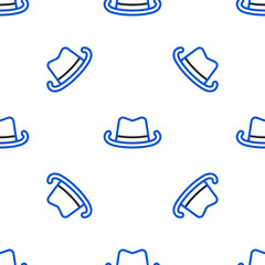 Line Western cowboy hat icon isolated seamless pattern on white background. Colorful outline concept. Vector