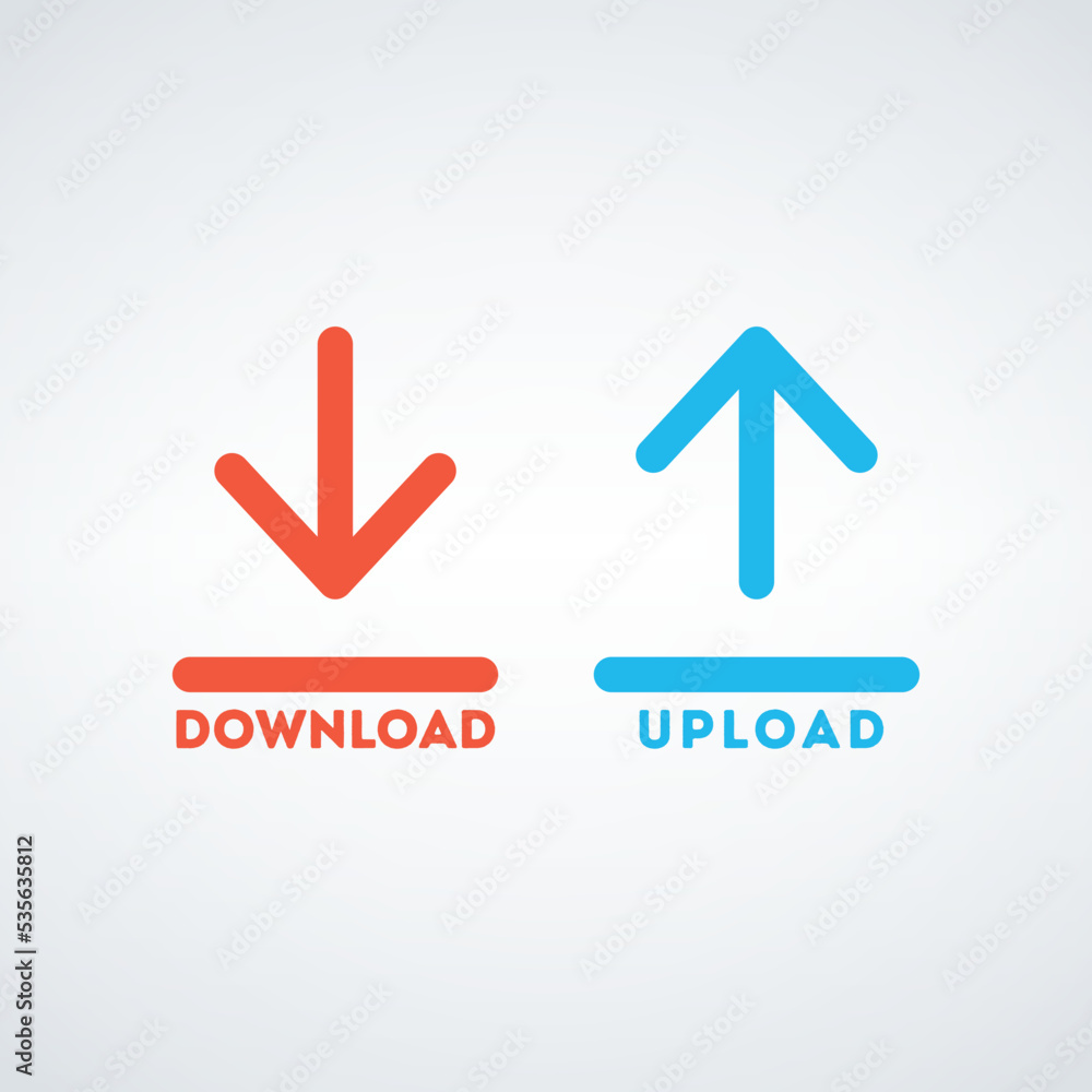 Poster up and down arrows with download and upload concept design. load internet data symbol. cloud technol