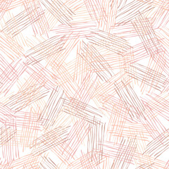 Hand drawn lines with a marker pen. Vector doodle seamless pattern in flesh color. Wave scribble lines. Repeat background for fabric, wrapping, card, scrapbooking or wallpaper.