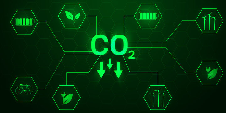 Replacing carbon dioxide with green energy concept background wallpaper. Renewable energy concept backdrop