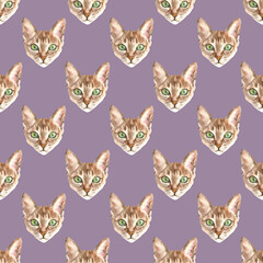 Watercolor cat pattern, cute fabric design for kids, cat breeds, british ,pale background seanpless pattern, scrapbooking,wallpaper,wrapping, gift,paper, for clothes, children textile,digital paper, 