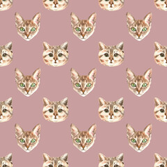 Watercolor cat pattern, cute fabric design for kids, cat breeds, british ,pale background seanpless pattern, scrapbooking,wallpaper,wrapping, gift,paper, for clothes, children textile,digital paper, 