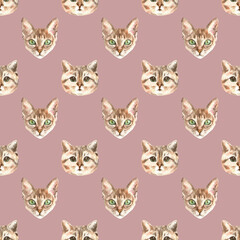 Watercolor cat pattern, cute fabric design for kids, cat breeds, british ,pale background seanpless pattern, scrapbooking,wallpaper,wrapping, gift,paper, for clothes, children textile,digital paper, 