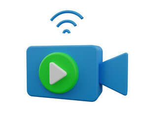 Live video streaming icon, 3d rendering.
