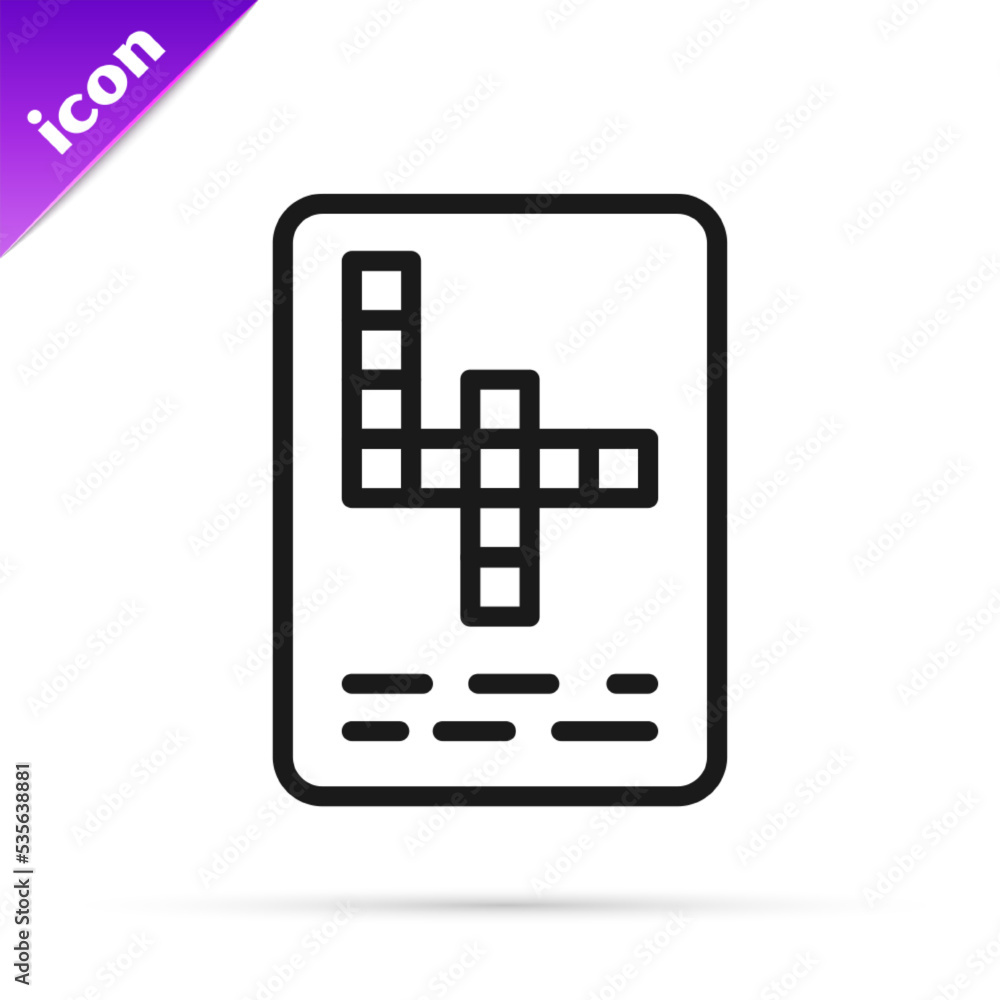 Poster Black line Crossword icon isolated on white background. Vector