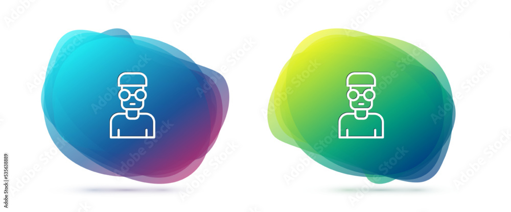 Poster set line nerd geek icon isolated on white background. abstract banner with liquid shapes. vector