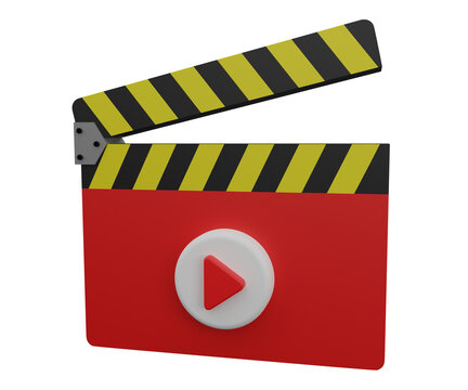 3D rendering recording video clapperboard icon