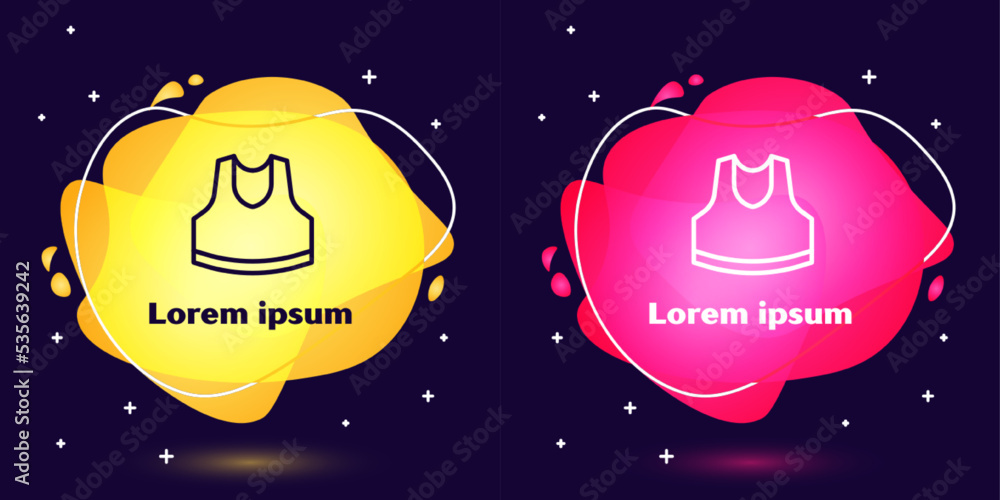 Poster set line undershirt icon isolated on blue background. abstract banner with liquid shapes. vector
