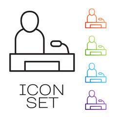 Black line Television report icon isolated on white background. TV news. Set icons colorful. Vector