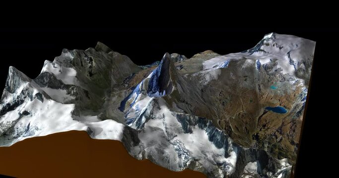 Matterhorn map rotate 360 loop ccw with 3d relief 4K satellite ground height