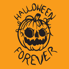 Pumpkin Halloween Vector Cartoon Illustration Sketch