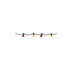 Single vector element isolated on white background. Christmas lights (garland).