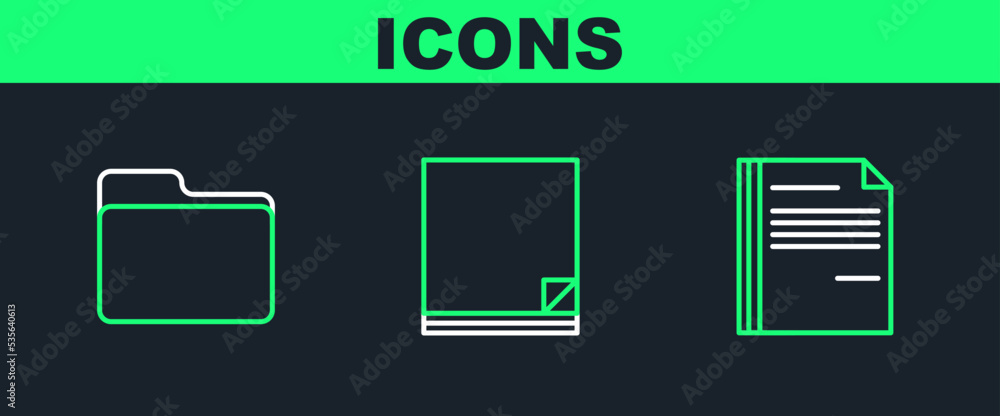 Poster set line file document, document folder and icon. vector