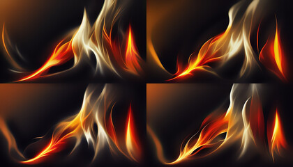 Fire flames on black background. Digital art illustration.