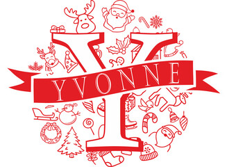 christmas split monogram design - yvonne png