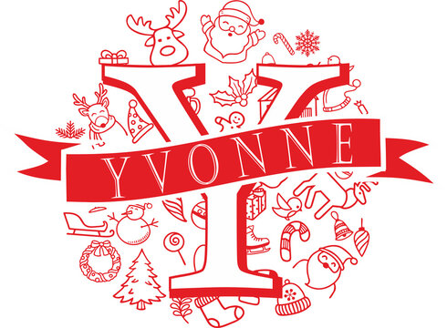 Christmas Split Monogram Design - Yvonne Png