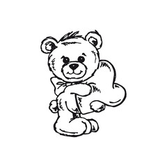 Obraz na płótnie Canvas Teddy bear with heart - kind animal vector drawing