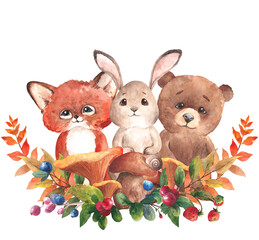 Watercolor Forest Animals Sublimation