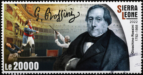 Gioachino Rossini portrait on african postage stamp