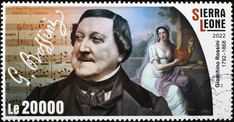 Gioachino Rossini portrait on postage stamp