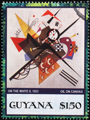 On the White II by Wassily Kandinsky on postage stamp