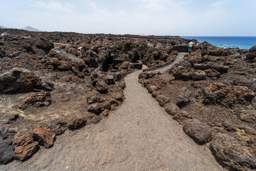 Typical landscape of the Canarian island of Lanzarote. Spain.