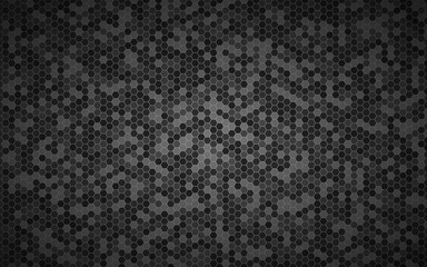 Modern high resolution blue geometric background with polygonal grid. Abstract black metallic hexagonal pattern. Simple vector illustration