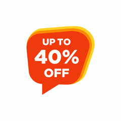 Up to 40 percent off Sale speech bubble tag vector illustration