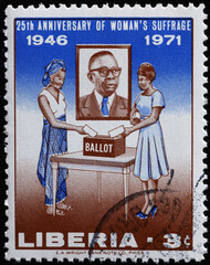 Woman's suffrage celebrated on stamp of Liberia