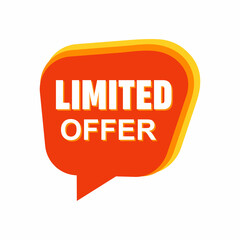Speech bubble with Limited offer text. flat cartoon trend modern logotype graphic design isolated on white background