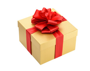 Golden gift box isolated
