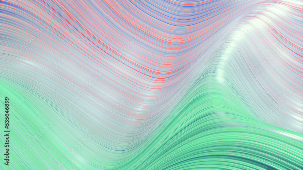 Aufkleber 3d render. shining surface, bright colorful background. beautiful abstract background of waves on su