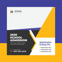 School admission social media banner template