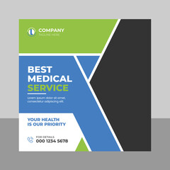 Medical healthcare social media post web banner template