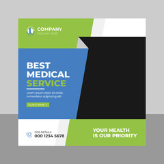 Medical healthcare social media post web banner template