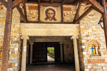 Agiou panteleimonous monastery entrance in Penteli, Greece