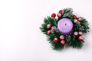 christmas wreath on white