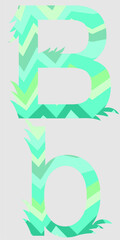 The letter b uses lines to make up the letter. used in graphics