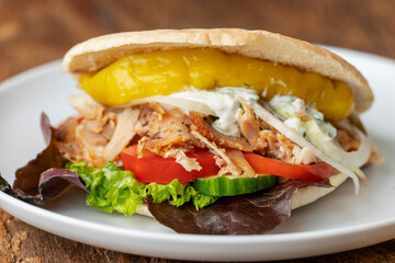 closeup of a fresh doner in a bun